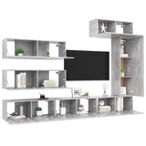 7 Piece TV Cabinet Set Concrete Grey Engineered Wood 3079137