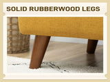 Velvet Feel Fabric 2 Seater Sofa, Small Sofa Loveseat with 21cm Thick Padding and Wood Legs, Yellow T3398P344670