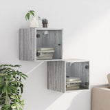 Bedside Cabinets with Glass Doors 2 pcs Grey Sonoma 35x37x35 cm 836473