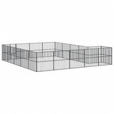 Dog Playpen 20 Panels Black Galvanised Steel 3209560