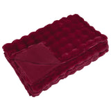 Anti-Slip Faux Rabbit Fur Blanket Olite Bordeaux Red Polyester 42021849