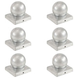 Post Caps 6 pcs Globe Final Galvanised Metal 101x101 mm 145500