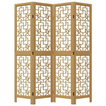 Room Divider 4 Panels Brown Solid Wood Paulownia 358866