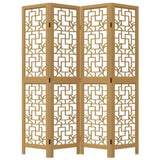 Room Divider 4 Panels Brown Solid Wood Paulownia 358866