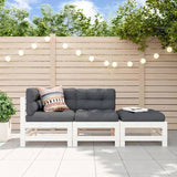 3 Piece Garden Lounge Set White Solid Wood Pine 825647