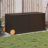 Garden Storage Box with Wheels Brown 283L Poly Rattan 365317
