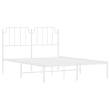 Metal Bed Frame without Mattress with Headboard White 140x190cm 373936