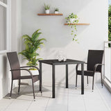 Garden Dining Set 3 pcs Brown Powder-Coated Steel 3379394