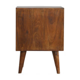 Chestnut Cube Carved Bedside IN781