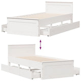 Bed Frame without Mattress with Headboard White 90x190 cm Single Solid Wood Pine 3308787