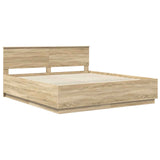 Bed Frame Sonoma Oak 200 x 200 cm Engineered Wood 3408042