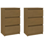 ZNTS Bedside Cabinets 2 pcs Honey Brown Solid Pine Wood 808090