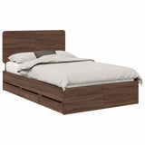 Bed Frame with Drawer Brown Oak 135 x 190 cm Engineer Wood 3412608