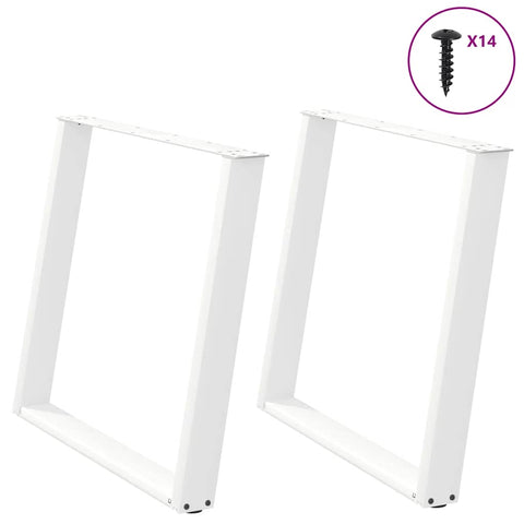 ZNTS vidXL Dining Table Legs U-Shaped 2 pcs White 90x cm Steel 4012801