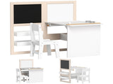 3 in 1 Kids Table and Chair Set with Storage,board, Blackboard & Roll Paper for 3-8 Years, T3398P422131