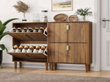 60cm Shoe Storage Cabinet with 2 Flip Drawers,Free standing Shoe Cabinet with Metal Handles for W6296P540650