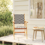Garden Chair Set of 8 Natural Acacia with Black and White Pattern 3096601