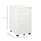 Metal Mobile File Cabinet with Wheels, Lockable 2 Drawer Filing Cabinet for A4, Legal, Letter, T3398P342412