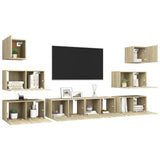 8 Piece TV Cabinet Set Sonoma Oak Engineered Wood 3079029