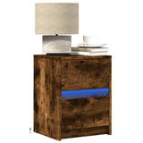 Bedside Cabinet with LED Lights Smoked Oak Engineered Wood 852041