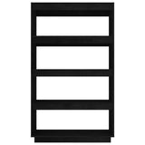 Book Cabinet/Room Divider Black 80x35x135 cm Solid Pinewood 810893