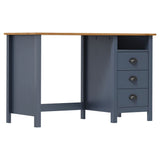 Desk Hill with 3 Drawers Grey 120x50x74 cm Solid Pine Wood 288997