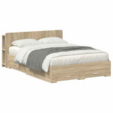 Bed Frame with Storage Sonoma Oak 150 x 200 cm Engineered Wood 3433777