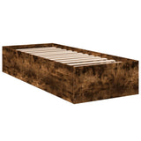Bed Frame without Mattress Smoked Oak 75x190 cm Small Single Engineered Wood 841990