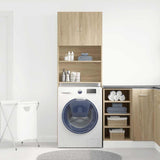 ZNTS Washing Machine Cabinet Sonoma Oak 64x24x190 cm Engineered Wood 859129