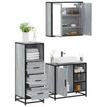 ZNTS 3 Piece Bathroom Furniture Set Grey Sonoma Engineered Wood 3301028