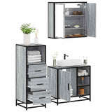 ZNTS 3 Piece Bathroom Furniture Set Grey Sonoma Engineered Wood 3301028