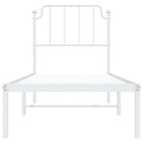 Metal Bed Frame without Mattress with Headboard White 75x190cm 373926