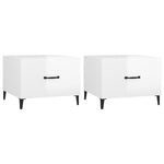 Coffee Tables with Metal Legs 2 pcs High Gloss White 50x50x40 cm 812739