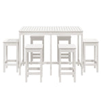 7 Piece Garden Bar Set White Solid Wood Pine 3154756