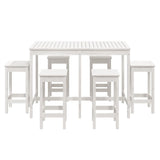 7 Piece Garden Bar Set White Solid Wood Pine 3154756