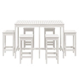 7 Piece Garden Bar Set White Solid Wood Pine 3154756
