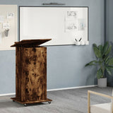 Lectern with Wheels & Drawer Smoked Oak 55x55x107 cm Engineered Wood 848028