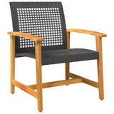 Garden Chairs 2 pcs Black Poly Rattan and Acacia Wood 367595