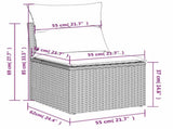 2 Piece Garden Sofa Set with Cushions Black Poly Rattan Acacia 3325243