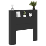 Storage Headboard with LED Black Engineered Wood 3418648