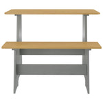 3 Piece Dining Set REINE Honey Brown and Grey Solid Wood Pine 3096569
