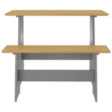 3 Piece Dining Set REINE Honey Brown and Grey Solid Wood Pine 3096569