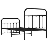 Bed Frame Black Powder-Coated Steel Single Storage Bed Frame 352589