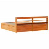 Bed Frame with Headboard Wax Brown 200x200 cm Solid Wood Pine 3307073