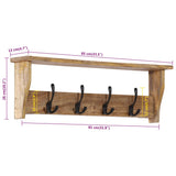 Wall-mounted Coat Rack with 4 Hooks Solid Wood Mango 358956