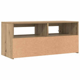 TV Cabinet with LED Lights Artisan Oak 90x35x40 cm Engineered Wood 856322