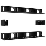 TV Cabinet Set Wall-mounted 8 pcs Black Oak Engineered Wood 3332586