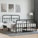 Metal Bed Frame without Mattress with Footboard Black 140x190cm 352596
