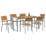 Garden Dining Set 7 pcs Grey and brown 160 x 80 x 75 cm 3284370