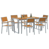 Garden Dining Set 7 pcs Grey and brown 160 x 80 x 75 cm 3284370